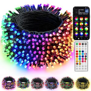 Dazzle Bright Smart Halloween String Lights, 98FT 300 LED RGB Color Changing String Lights with Remote & App Controlled, Christmas Decorations for Indoor Outdoor Holiday Xmas Tree Party Decor