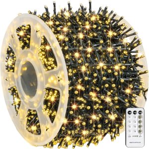 Dazzle Bright Outdoor Christmas String Lights, 1000 LED 328 FT Plug in Fairy Light with Remote Control 8 Modes & Timer, Waterproof Decoration for Home Garden Yard Xmas Wedding